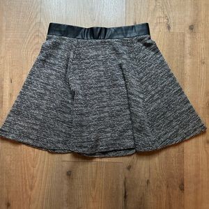Tweed Mini Skirt with Faux Leather Trim